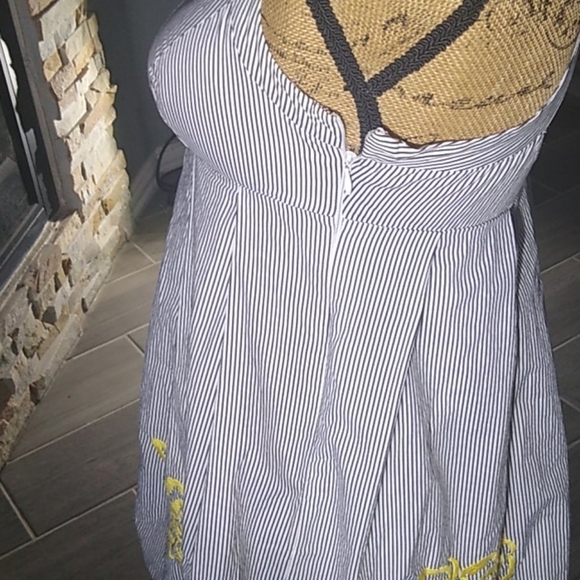 Inc Sundress Black& White Striped Floral Sidezip Sundress sz 4P #899 - Picture 5 of 10